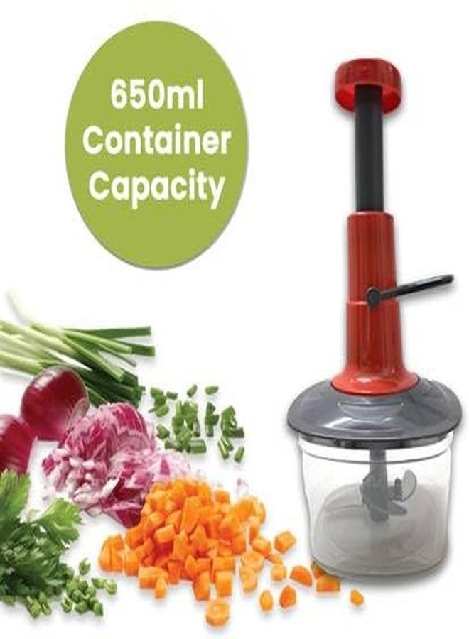 EQUALSUM Manual Push Vegetable Chopper 650 ml | Hand Press Onion & Veg Chopper | Plastic Kitchen Cutter Tool - Image 2
